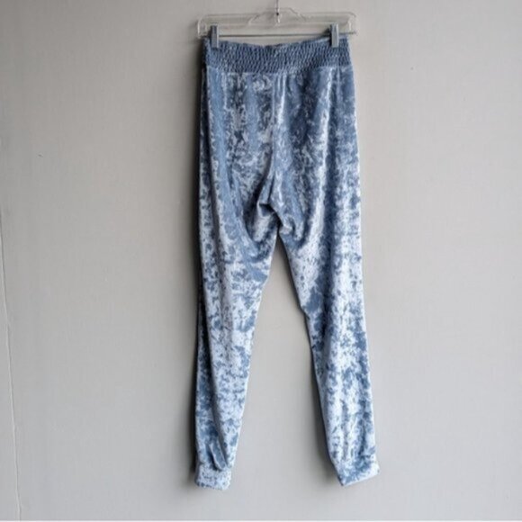 Blue crushed velvet track pants/joggers - Picture 3 of 5